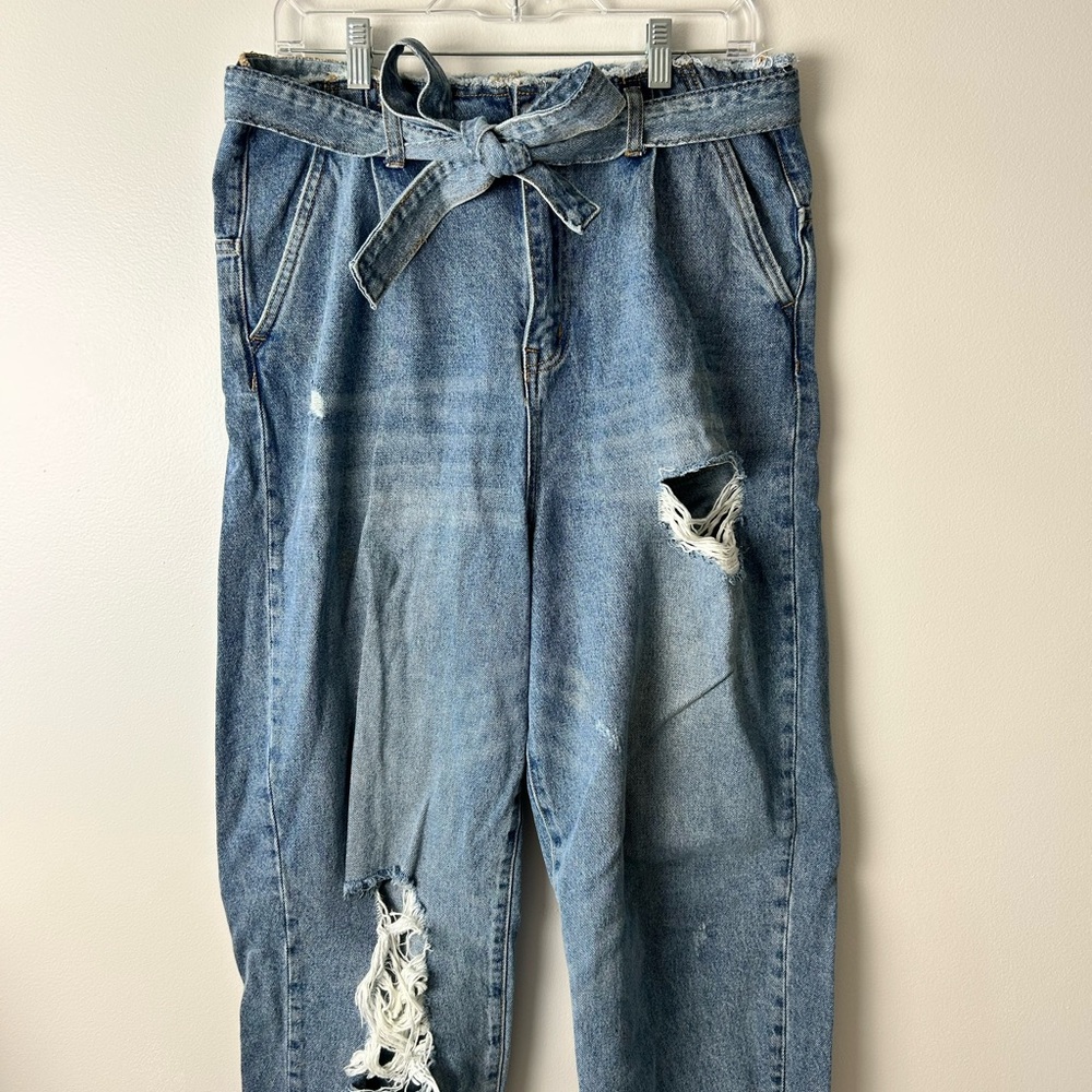 💎 Vervet Audrey Mom Jeans - Blue Boyfriend Distressed Jeans with Relaxed Fit